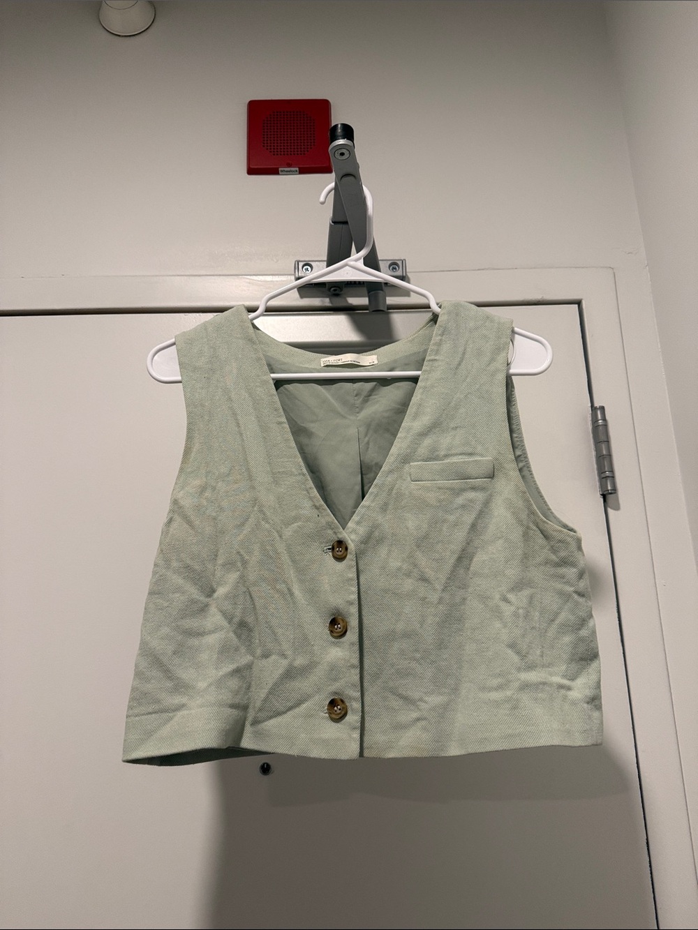 OAK + FORT Sage Green Cropped Button Vest